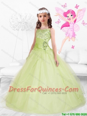 Beautiful 2016 Straps Beaded Mini  Quinceanera Dresses in Yellow Green