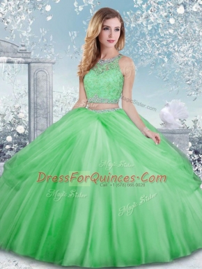 Glamorous Floor Length Clasp Handle Ball Gown Prom Dress for Military Ball and Sweet 16 and Quinceanera with Beading and Lace
