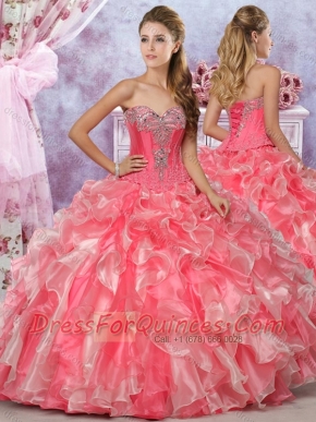 Latest Visible Boning Beaded and Applique Organza 15th Birthday Dresses in Two Tone