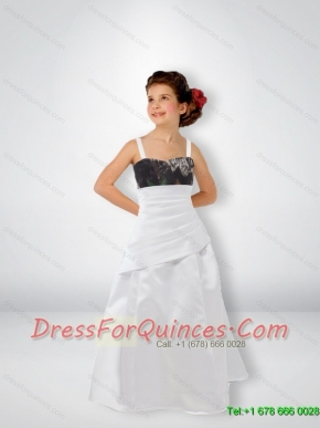 Exclusive A Line Straps Camo Flower Girl Dresses with Sweep Train