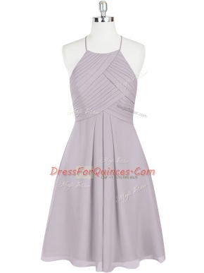 High Quality Grey Sleeveless Chiffon Zipper Juniors Party Dress for Prom and Party