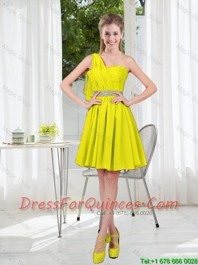 Short One Shoulder Beading Dama Dresses for 2016