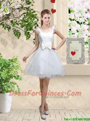 Elegant Straps Junior Dresses with Bowknot and Hand Made Flowers