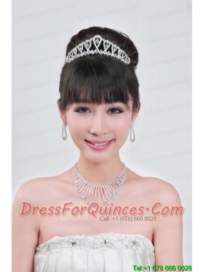 Magnificent Alloy With Rhinestone Ladies' Necklace and Tiara