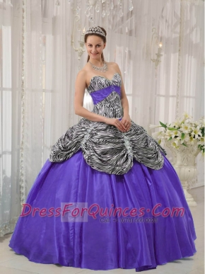 Elegant Purple Ball Gown In 2013 With Sweetheart  Taffeta and Zebra Ruffles Quinceanera Dress