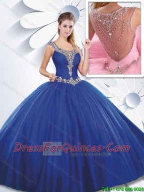 New Style Scoop Beading Quinceanera Dresses with Side Zipper