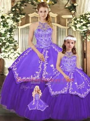 Hot Selling Sleeveless Lace Up Floor Length Beading and Embroidery Vestidos de Quinceanera