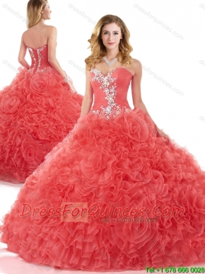 Lovely Sweetheart Beading Quinceanera Dresses in Coral Red