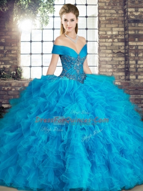 Sleeveless Beading and Ruffles Lace Up Quinceanera Gowns