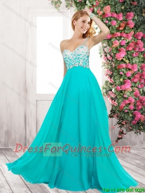 Beautiful One Shoulder Criss Cross Prom Dresses in Turquoise