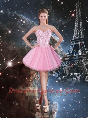 2016 Beautiful Sweetheart Beading Short Prom Dresses in Pink