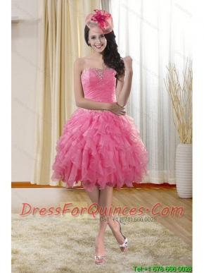 Pretty Sweetheart 2015 Dama Dresses with Ruffles and Beading