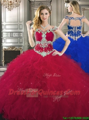 Classical Off the Shoulder Cap Sleeves Quinceanera Dress with Beading and Ruffles