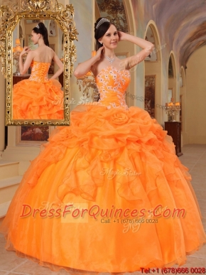 2016 Pretty Orange Red Ball Gown Sweetheart Quinceanera Dresses