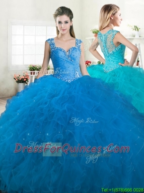 New Arrivals Straps Tulle Quinceanera Dress with Beading and Ruffles