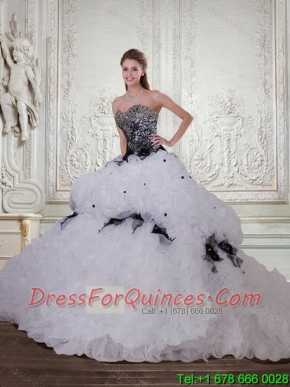 Pretty Sweetheart Quinceanera Dresses with Appliques and Brush Train