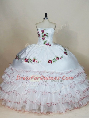 Floor Length Mermaid Sleeveless White Sweet 16 Quinceanera Dress Lace Up