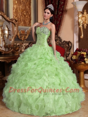 Yellow Green Quinceanera Dress Ball Gown Sweetheart In New Styles With Beading and Ruffles