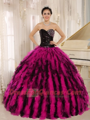 New Styles Beaded and Ruffled Sweetheart For Multi-color Quinceanera Dress