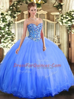 Glamorous Organza and Tulle Sleeveless Floor Length 15 Quinceanera Dress and Embroidery