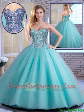 New Style Beading Sweetheart Quinceanera Dresses in Aqua Blue