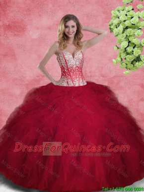 Gorgeous Ball Gown Sweetheart Quinceanera Gowns with Beading and Ruffles for 2016