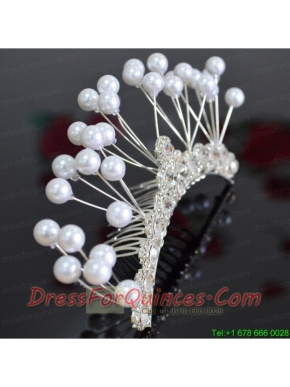 Elegant Tiara With Imitation Pearls
