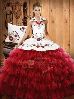 Comfortable Floor Length Ball Gowns Sleeveless Wine Red Quinceanera Gowns Lace Up