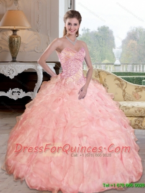 Colorful Beading and Ruffles Sweetheart Quinceanera Dresses for 2015