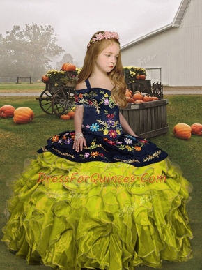 Cheap Floor Length Ball Gowns Sleeveless Green Girls Pageant Dresses Lace Up