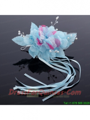 Fashionable Pearl White and Blue Fascinators Hair Combs