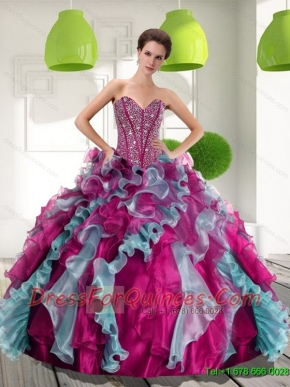 2015 Beautiful Sweetheart 15th Birthday Dresses with Beading and Ruffles