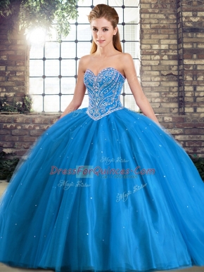 Pretty Baby Blue Quinceanera Dress Sweetheart Sleeveless Brush Train Lace Up