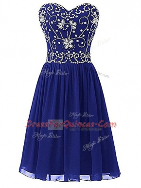 Dynamic Royal Blue Sleeveless Chiffon Zipper Homecoming Dress for Prom and Party and Sweet 16