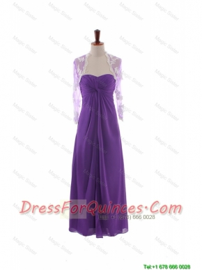 Cheap Pretty Empire Strapless Prom Dresses with Ruching in Eggplant Purple