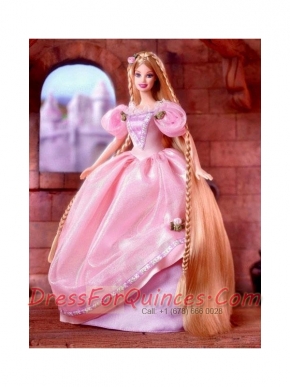 Beading and Hand Made Flowers Decorate Ball Gown Barbie Doll Dress