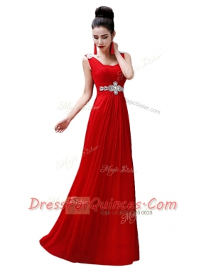 Red Prom Dresses Prom and Party and For with Beading V-neck Sleeveless Zipper