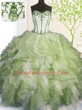 Sophisticated Ball Gowns 15 Quinceanera Dress Multi-color Sweetheart Organza Sleeveless Floor Length Lace Up