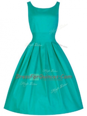 Sophisticated Ruching Court Dresses for Sweet 16 Turquoise Lace Up Sleeveless Knee Length