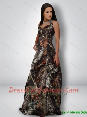 Delicate A Line Halter Top Camo 2015 Prom Dresses in Multi Color