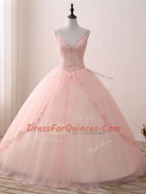 Decent Sleeveless Beading and Appliques Lace Up 15th Birthday Dress