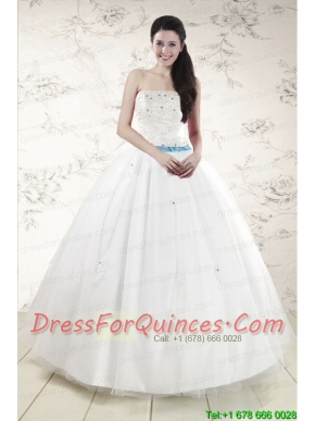 Discount White Quinceanera Dresses with Appliques