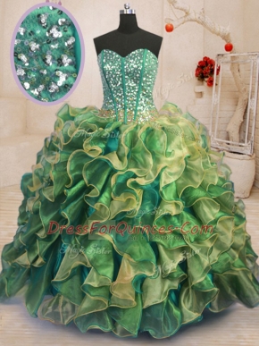 Sleeveless Beading and Ruffles Lace Up Quinceanera Gowns