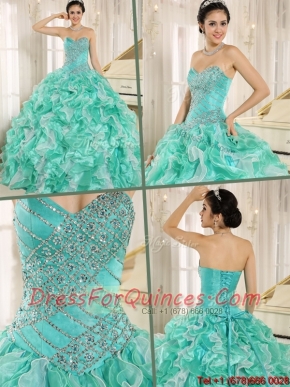 2016 Brand Pretty Apple Green Quinceanera Dresses with Beading and Ruffles