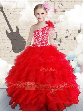 Popular Beading and Ruffles Mini Quinceanera Dresses in Red
