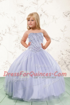 Delicate Grey Strapless Lace Up Beading Little Girl Pageant Dress Sleeveless