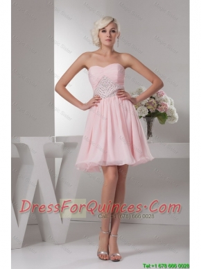 Classical Sweetheart Baby Pink Short Prom Dress with Beading