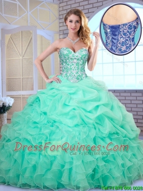 Hot Sale Apple Green Quinceanera Dresses with Beading and Ruffles