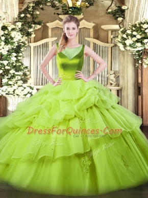 Customized Floor Length Side Zipper 15 Quinceanera Dress for Sweet 16 and Quinceanera with Beading and Pick Ups