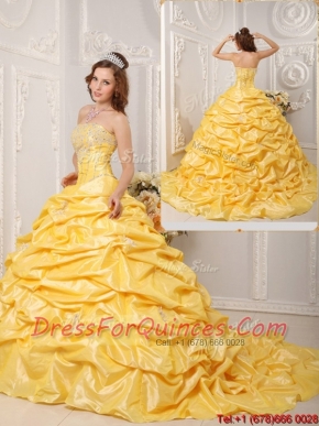 Best Ball Gown Court Train Appliques and Beading Quinceanera Dresses